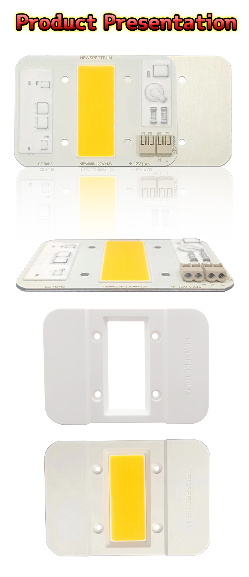 AC 220V 100W High Power Cob LED Chip Unmanned Driving Solderless