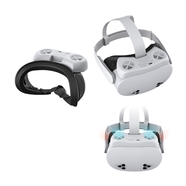 Head-Mounted RGB Cooling Fan for Meta Quest3S Headset Light Blocking Face Visor VR Accessory