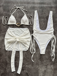 Traje de Baño Viviblook Z103ST03 para Mujer, Bikini Sexy con Push-Up, Diseño Hueco, Conjunto de Bikini de 3 Piezas con Minifalda, Ropa de Playa - Product Image 2