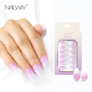 Promotion bas <span class=keywords><strong>prix</strong></span> 24 pièces <span class=keywords><strong>faux</strong></span> ongles pré-collés à deux formes couverture complète <span class=keywords><strong>faux</strong></span> ongles français - Product Image 5