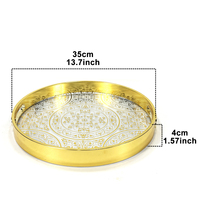 Assiette de présentation transparente à motif mandala doré, assiette de table en plastique transparent avec bord doré pour la décoration de table de mariage