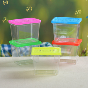 真新しい正方形プラスチック製ポータブル小型水槽ロープ付き魚の虫箱水生動物水族館アクセサリー - Product Image 4