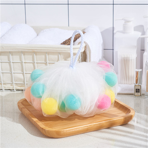 Kustom jaring plastik PE spons mandi Loofah buket pembuat gelembung Scrubber pengelupas kulit pembersih mandi E09 - Product Image 2