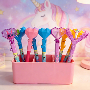 Penne Giocattolo Pop-up per Bambini <span class=keywords><strong>con</strong></span> Motivi Cartoon, Penne a Forma di Cuore <span class=keywords><strong>con</strong></span> Unicorni e Personaggi dei Cartoni, Penne a Sfera per Regali di Festa - Product Image 5