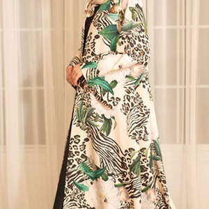 Women Modest Abaya Long Sleeve Animal Print Maxi Dress Lightweight Polyester Loose Fit Daily Wear Middle East Style Daily Wear - Product Image 4