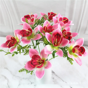 10 Pièces/Bouquet d'Orchidées Artificielles Blanches en Soie pour DIY, Mariage, Décoration de Chemin, Maison, Bureau, Vase, Accessoires, Fausses Fleurs - Product Image 3