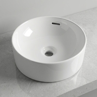 Lavabo rond en céramique moderne de luxe, à poser sur comptoir, pour salle de bain, vasque, meuble-lavabo, sanitaires, porcelaine, blanc brillant