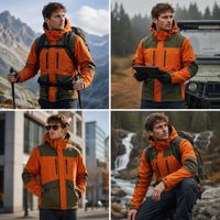 Veste coupe-vent technique pour homme, durable, verte, robuste, avec capuche, pour activités de plein air, style streetwear, printemps
