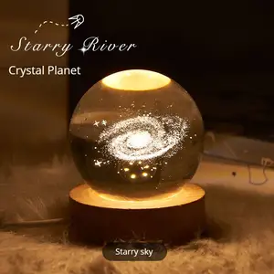 Moderne Planet Leuchtdiode Nachtlicht Tisch Ball Nachtlicht 3D leuchtende Kugel Kristall kugel Geschenke für Kinder