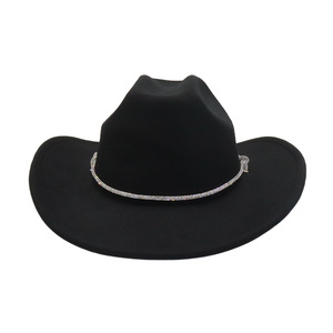 Custom Vintage Black Felt Cowboy <strong>Hat</strong> with Rhinestone Band &amp; Bolo Tie-Outdoor Travel Unisex - Product Image 5