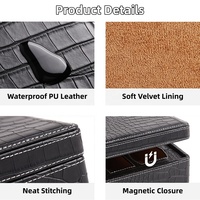 Boîte de rangement pour lunettes et montres en similicuir PU texturé crocodile de luxe, avec logo personnalisé, 4 emplacements, étui organisateur pour lunettes