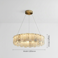 Luminaire suspendu surdimensionné moderne de luxe en albâtre espagnol naturel finition or, LED, double température de couleur, abat-jour carré, CRI 90 élevé