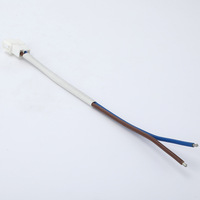 Kabel Harness 2-Core Biru Coklat Kustom dengan Konektor Plastik Putih & Selubung Kepang untuk Koneksi Internal Peralatan Rumah Tangga