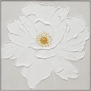 Peintures murales abstraites modernes, grandes, texturées, abstraites, en 3D, avec des fleurs blanches et un <span class=keywords><strong>centre</strong></span> doré, pour <span class=keywords><strong>la</strong></span> décoration du salon - Product Image 3