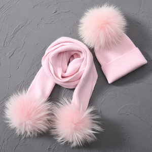Kids Knitted <strong>Scarf</strong> <strong>Hat</strong> <strong>Set</strong> for Girls <strong>Boys</strong> Baby Children Natural Fur Pom Pom Cap <strong>Scarf</strong> Real Fur Pompom Winter <strong>Hat</strong> <strong>and</strong> <strong>Scarf</strong> <strong>Set</strong> - Product Image 5