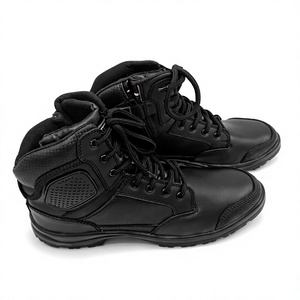 Black Leather Safety Tactical Training Work <b>Boots</b> Anti-Slip Breathable Lace-up OEM ODM - Product Image 1