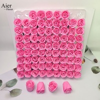 Aierflorist 81 pièces/boîte Savon parfumé à la rose avec têtes de fleurs sans fond à trois couches et têtes de fleurs d'imitation de rose épaissies