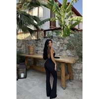 Combinaison noire Adela pour femme, coupe ample, grande taille, style streetwear, avec motif uni, tricotée, longueur midi, pour l'été