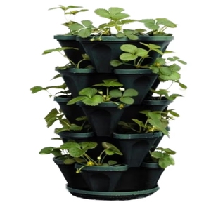 Pot de fleurs vertical empilable en plastique d'intérieur avec plateau à roulettes, jardinière pour légumes, fraises, semis, écologique, durable, jardin - Product Image 4