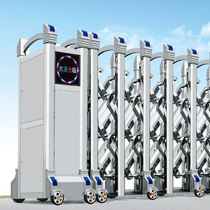 Portail coulissant pliant industriel manuel en acier inoxydable, portail d'entrée télescopique électrique rétractable pour allée - Product Image 6