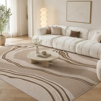 Meistverkaufter Fluid-Art-Teppich Moderner Abstrakter Wellenlinien-Teppich Großer Neutraler Sandfarbener Teppich für Luxus-Apartment Wohnzimmer
