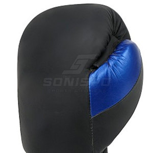 SONISPO SPORTS & FITNESS Men's Boxing <b>Gloves</b> Leather Lace-Up <b>Moisture</b> Wicking Black Blue Training <b>Gloves</b> - Product Image 3