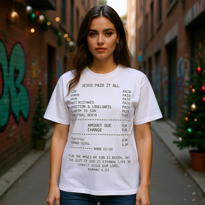 Camiseta Gráfica 'Jesus Paid It All' de Corte Holgado, Estilo Urbano Y2K, Regalo de Navidad para Mujer, 100% Algodón Jersey, Cuello Redondo - Product Image 2