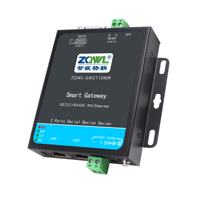 Passerelle industrielle intelligente GW2110NM 1 port RS232/485 double Ethernet |   Convertisseur de protocole Modbus MQTT/JSON pour l'Edge Computing -40