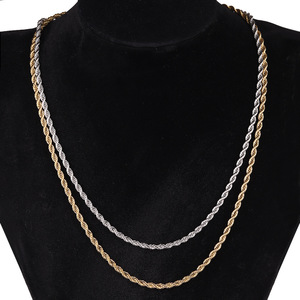 YWXS Collane a Catena Intrecciata in Acciaio Inox Placcato Oro 18k, Impermeabili, per Uomo/Donna, Personalizzabili, 3/4/5mm, Vendita all'Ingrosso - Product Image 1