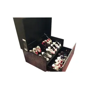 1pc Black Shoe Box Drawer Type Free Combination Plastic Foldable