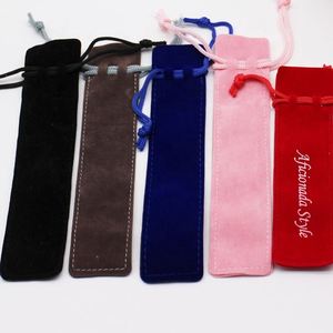 Pochette à crayons et stylos en velours écologique avec logo imprimé personnalisé, pochettes pour pinceaux de maquillage et sourcils, avec couleurs et tailles personnalisées - Product Image 6