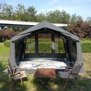 Tente de glamping gonflable en polycoton gris de 8 m² avec double porte AB, lanterneau en TPU, abri familial imperméable pour l'extérieur - Product Image 3