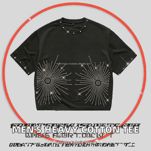 Camiseta de jersey lisa deportiva informal para hombre, nueva, de algodón pesado de 210 g, manga corta holgada, anti-bolitas, lisa, transfronteriza - Product Image 2