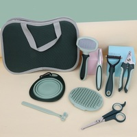 Kit de brosses 8 en 1, sac de rangement, ensemble de peignes, kit de produits de toilettage pour animaux de compagnie, coupe-ongles, peigne à puces, épilation pour chat
