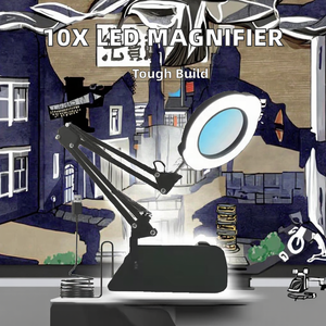 <span class=keywords><strong>Loupe</strong></span> grossissante 10X <span class=keywords><strong>avec</strong></span> bras pivotant réglable, 5 modes <span class=keywords><strong>de</strong></span> couleur, <span class=keywords><strong>avec</strong></span> pince en fer ou base <span class=keywords><strong>de</strong></span> <span class=keywords><strong>table</strong></span> - Product Image 2