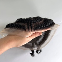 Prothèse capillaire tressée complète en dentelle pour hommes, système capillaire en cheveux naturels pour dreadlocks et tresses africaines, pour hommes noirs, vente en gros