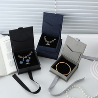 Boîte d'emballage magnétique carrée pour bijoux, modèle 058, pour boucles d'oreilles, colliers, avec ruban, boîte cadeau