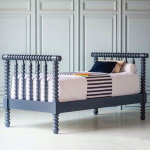 French Pearl-studded Border White Solid Wood <b>Bed</b>. Fresh Mint-striped Girl-chill Room Simple <b>Single</b> <b>Princess</b> <b>Bed</b> - Product Image 1