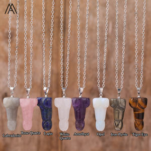 Collar de pene de piedra Natural chapado en oro, joyería Bohemia, gargantilla de falo tallada para mujer para fiesta, boda, meditación, regalos de Reiki - Product Image 1