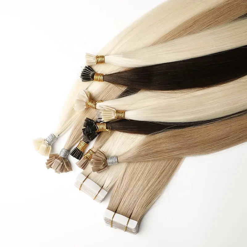Leashine — Extension de cheveux cuticules Remy, 100% cheveux humains, personnalisé, de haute qualité, baby Hair, avec trame colorée, Clip pré-collée