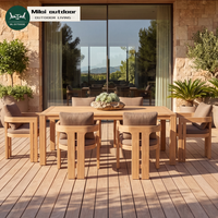 Ensemble de salle à manger d'extérieur en teck, chaise et table de patio, mobilier de jardin, résistant à l'eau, durable, table de salle à manger d'extérieur pour villa et cour