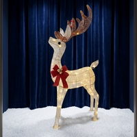 Figurine de renne de Noël pliable en fer, pré-éclairée, étanche IP44, LED 3D blanche, décoration extérieure pour jardin, cour, pelouse