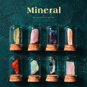 Musée naturel dans la bouteille 25 sortes de spécimens minéraux bruts en cristal naturel Ornements de table Collection de minerai d'améthyste - Product Image 3