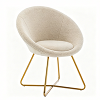 Chaise de salle à manger en velours Teddy, style nordique moderne et contemporain, avec structure en métal doré, pour la maison, le café, le bureau, la cuisine, l'hôtel