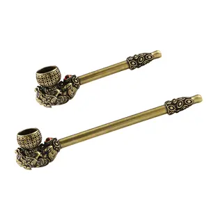 Wholesale antique play ruby braves brass smoking pole antique brass metal crafts collection