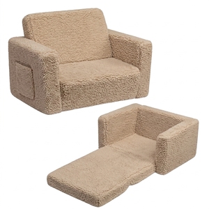 <span class=keywords><strong>Fauteuil</strong></span> en polaire Sherpa doux pour enfants, canapé convertible 2-en-1 pour tout-petits, canapé pliable en tissu Teddy Bear, tapis de sieste pour enfants - Product Image 4