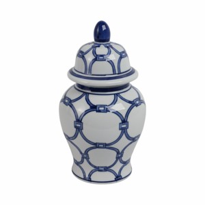 Vaso Decorativo in Ceramica con Coperchio, Motivo Blu e Bianco, per Arredamento Casa, Soggiorno, Camera da Letto, Ufficio, Centrotavola - Product Image 4