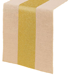 Camino de Mesa Navideño de Yute con Lentejuelas, Estilo Rústico Vintage, 11.8 Pulgadas, Mantel de Yute para Decoración del Hogar, Venta al por Mayor de Fábrica - Product Image 1