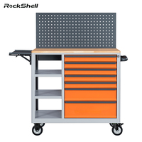 Chariot à outils en acier Rockshell pour charges lourdes 500 kg, chariot de rangement roulant antidérapant à 7 tiroirs, écologique, OBM OEM/ODM, avec clé pour l'automobile