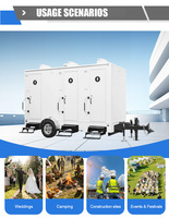 Remorque mobile de luxe VIP à 4 stations, toilettes extérieures portables avec douche et toilettes, salle de bain de luxe haut de gamme